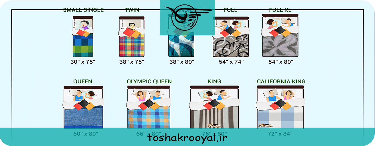 بررسی سایز و اندازه انواع تشک